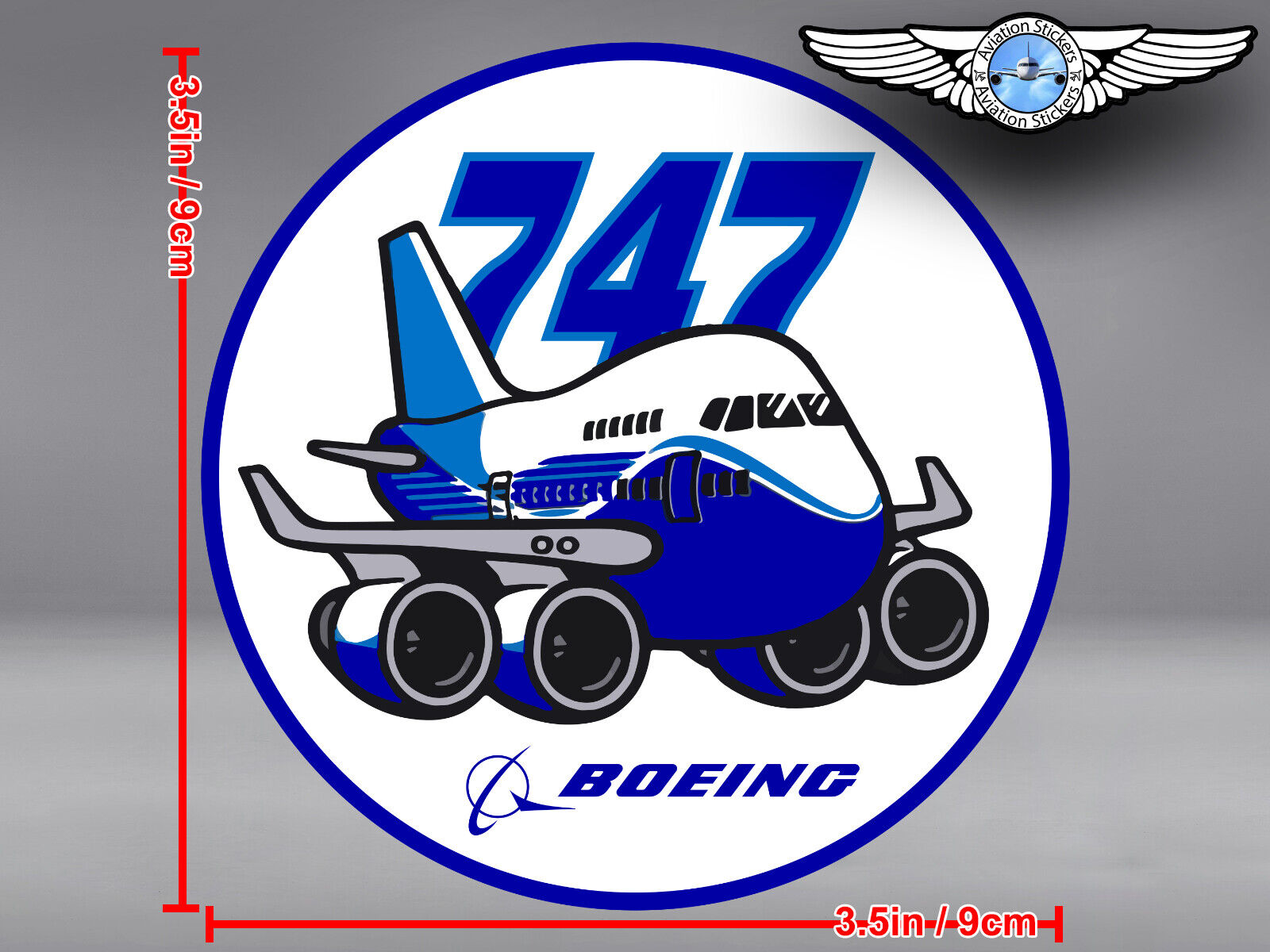 BOEING 747 B747 PUDGY STYLE ROUND DECAL / STICKER