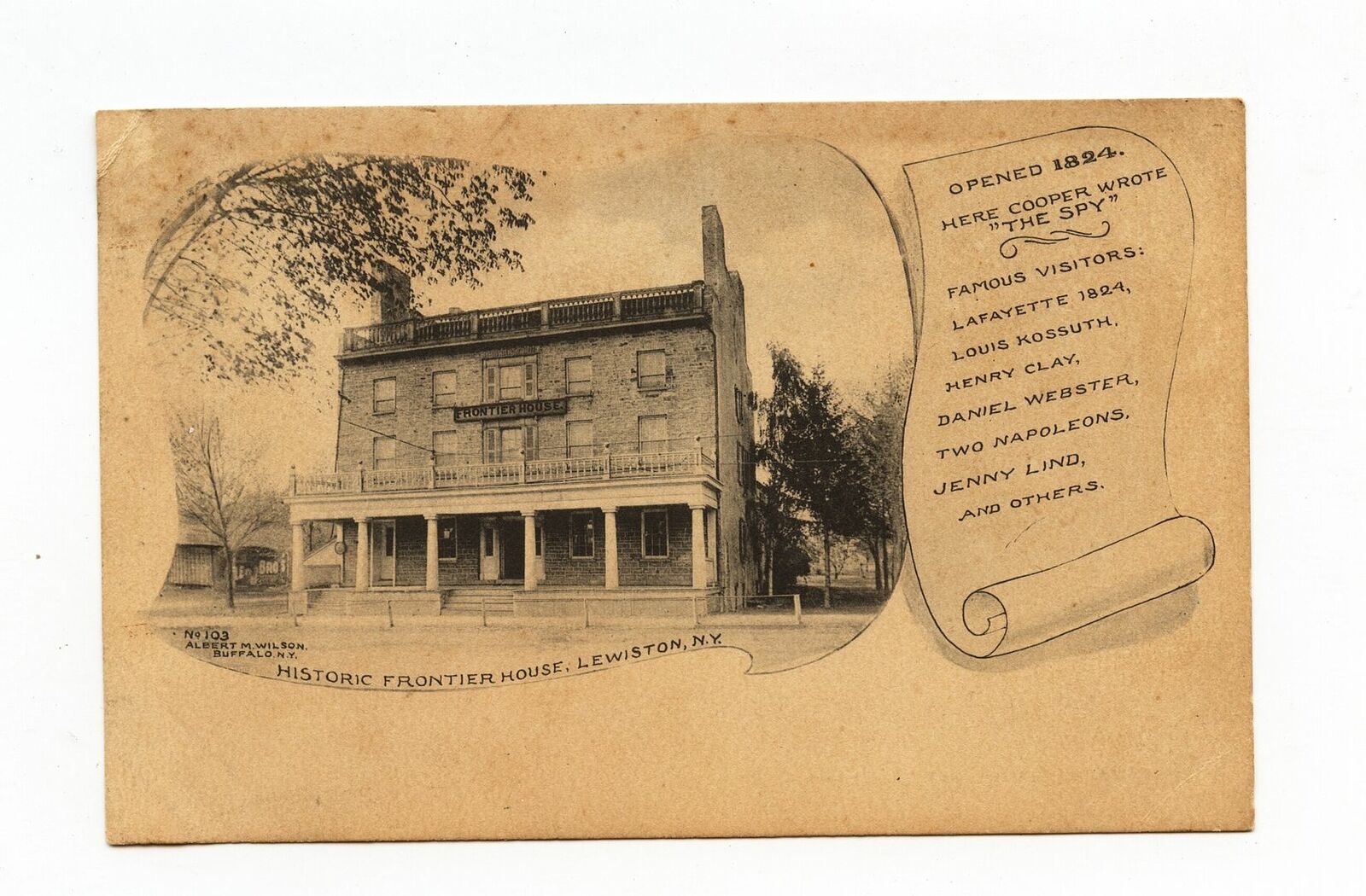 HISTORIC FRONTIER HOUSE antique picture postcard LEWISTON NY c1910