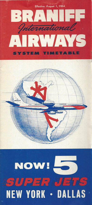 Braniff International Airways system timetable 8/1/64 [0112]