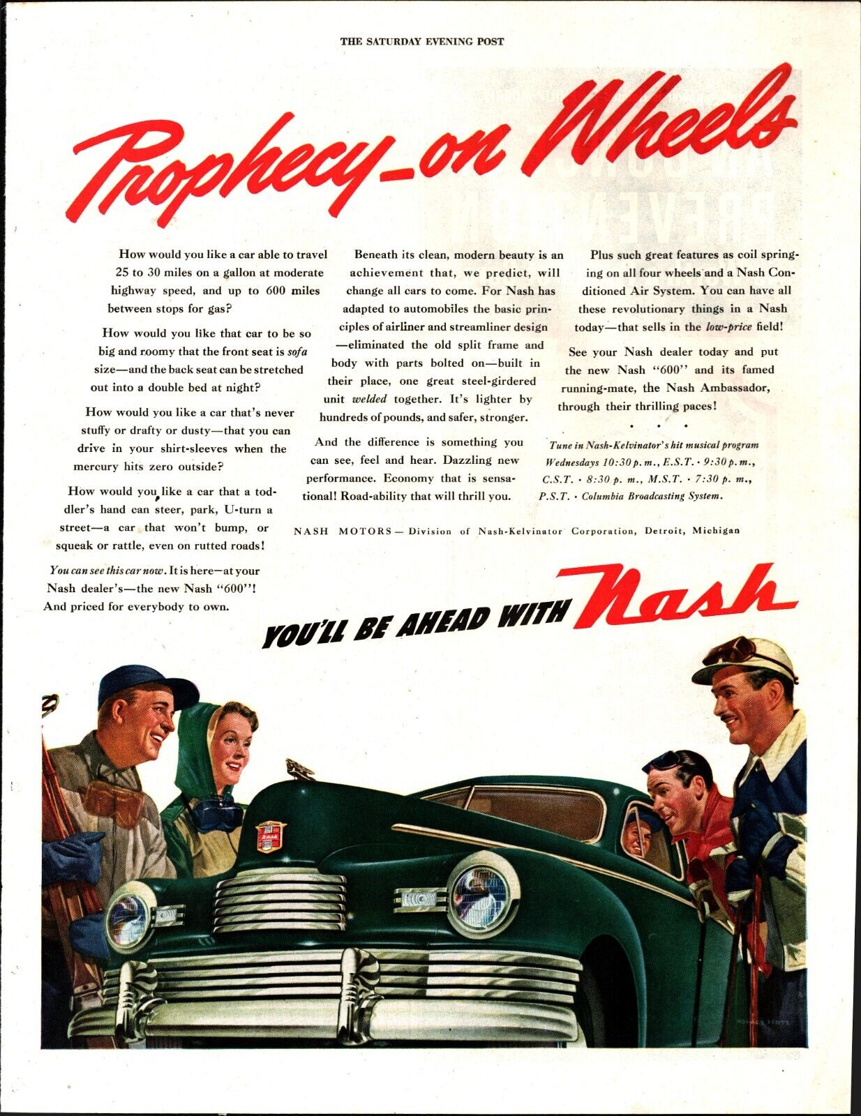 1946 Nash 600 large-mag car ad - \