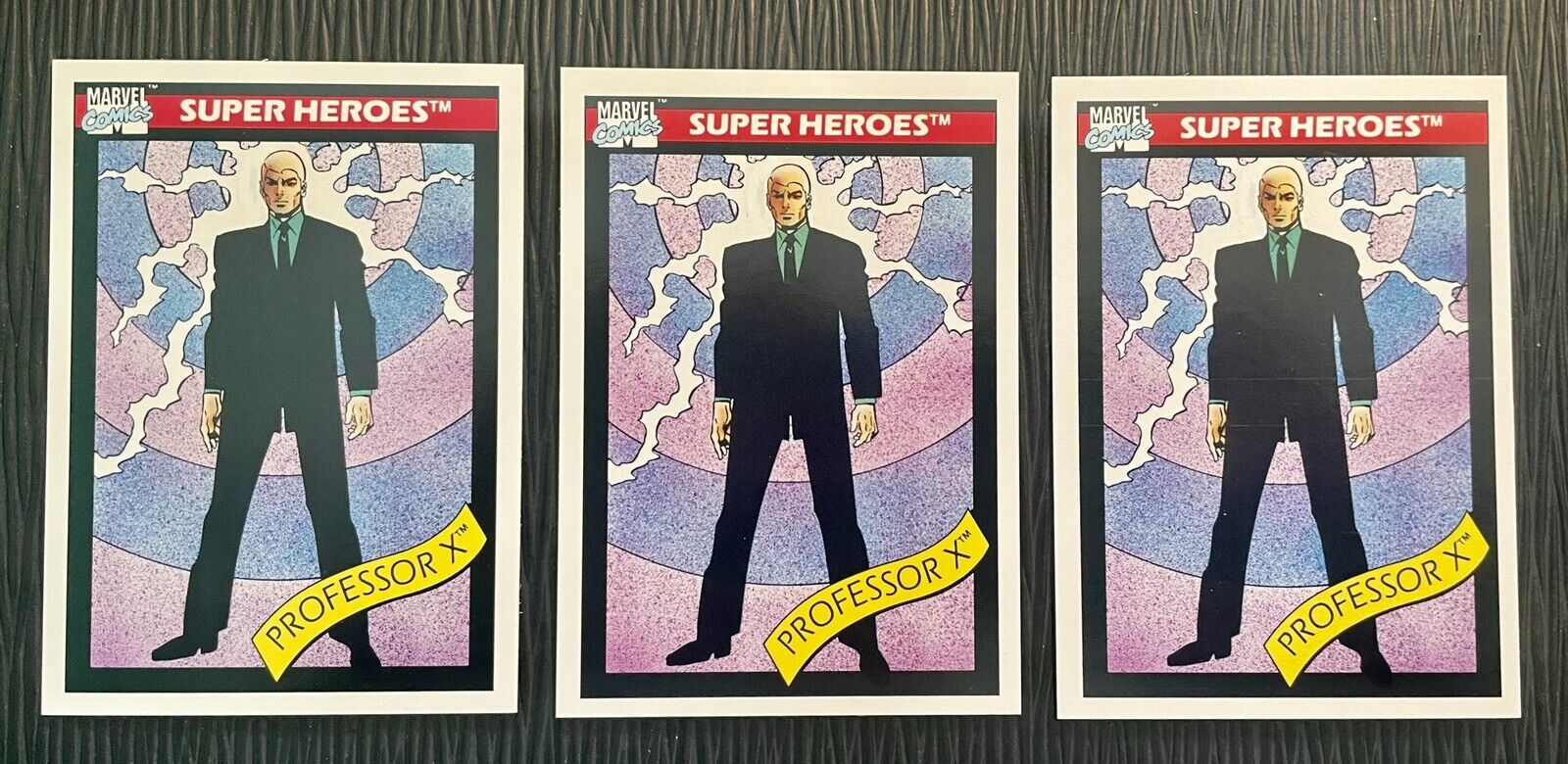 1990 Impel Marvel Univers Series 1, #7 Professor X - 3 Card Lot