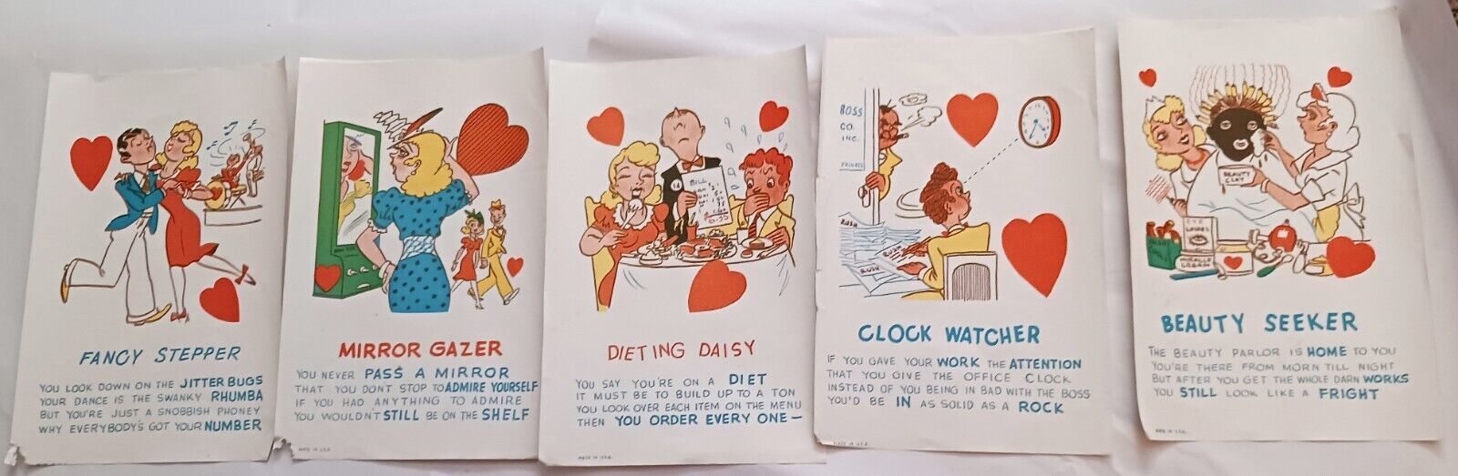 Vinegar Valentines Set of 5 Comic Sarcasm Beauty Clock Diet Mirror Stepper #3