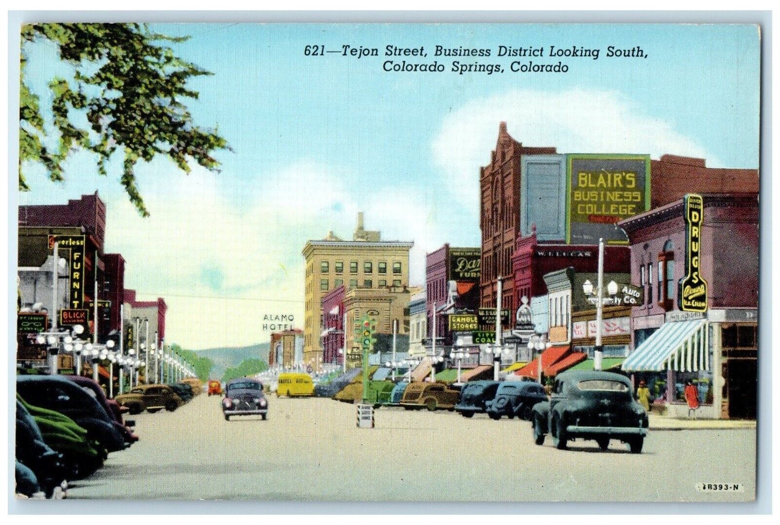 c1960 Tejon Street Business District South Colorado Springs Colorado CO Postcard