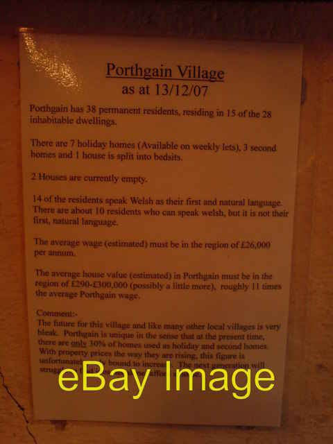Photo 6x4 Demographics of the village Porthgain  c2009