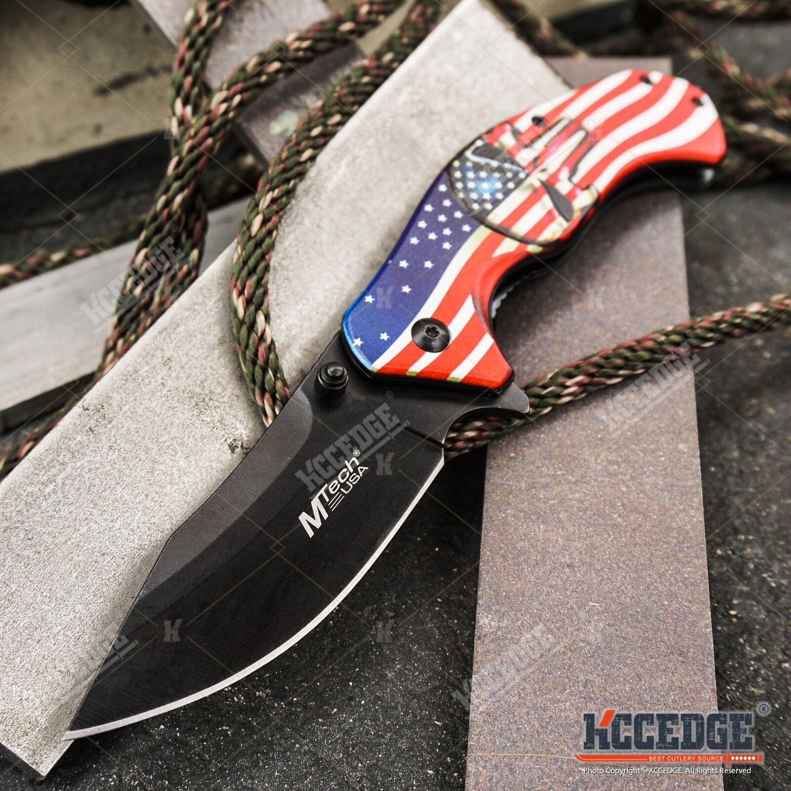 M-Tech USA American Flag Assisted Open Folding Pocket Knife