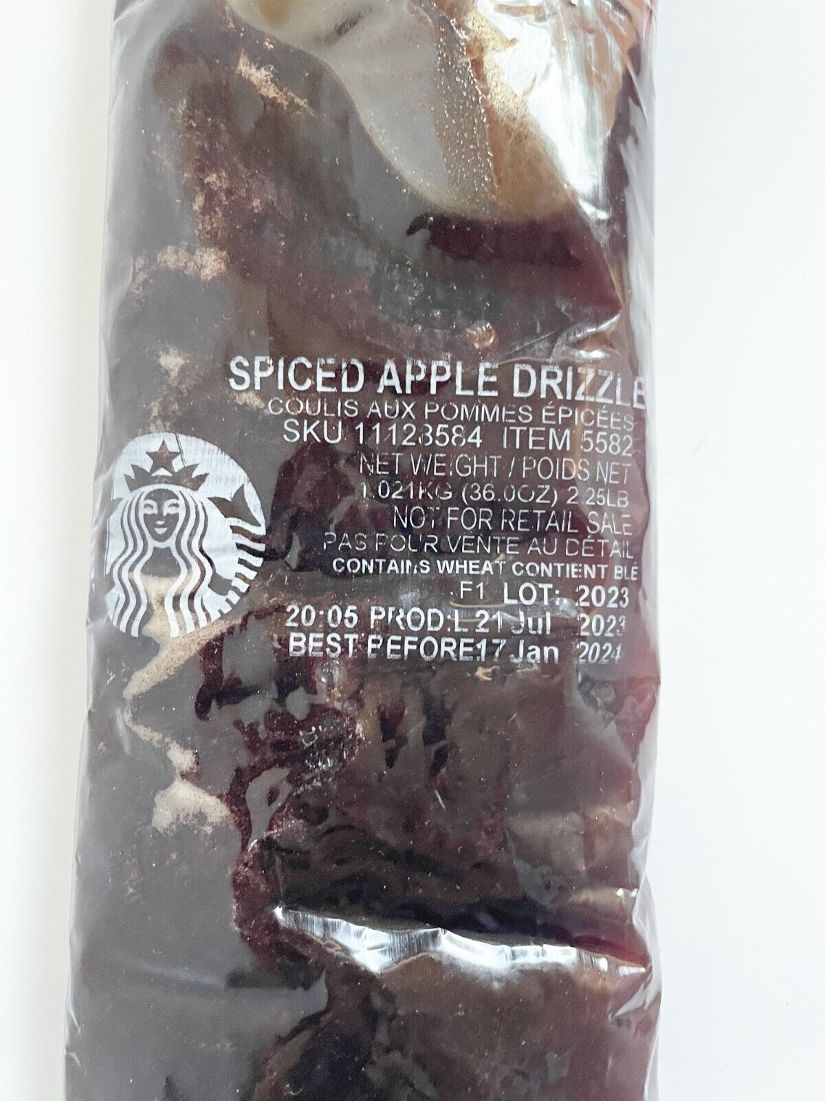 Starbucks Spiced Apple Drizzle Syrup Bag 2.25 Lb Topping