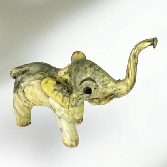 Vintage Crushed Oyster Shells Elephant Figurine Handmade Philippines Collectible