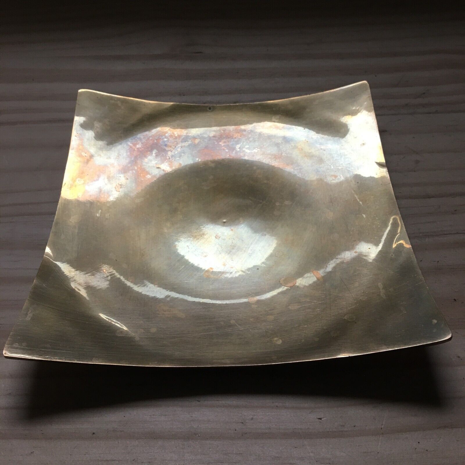 Vintage 1970s Minimalism Solid Brass Square plate Dish Serving Tray 7.5\
