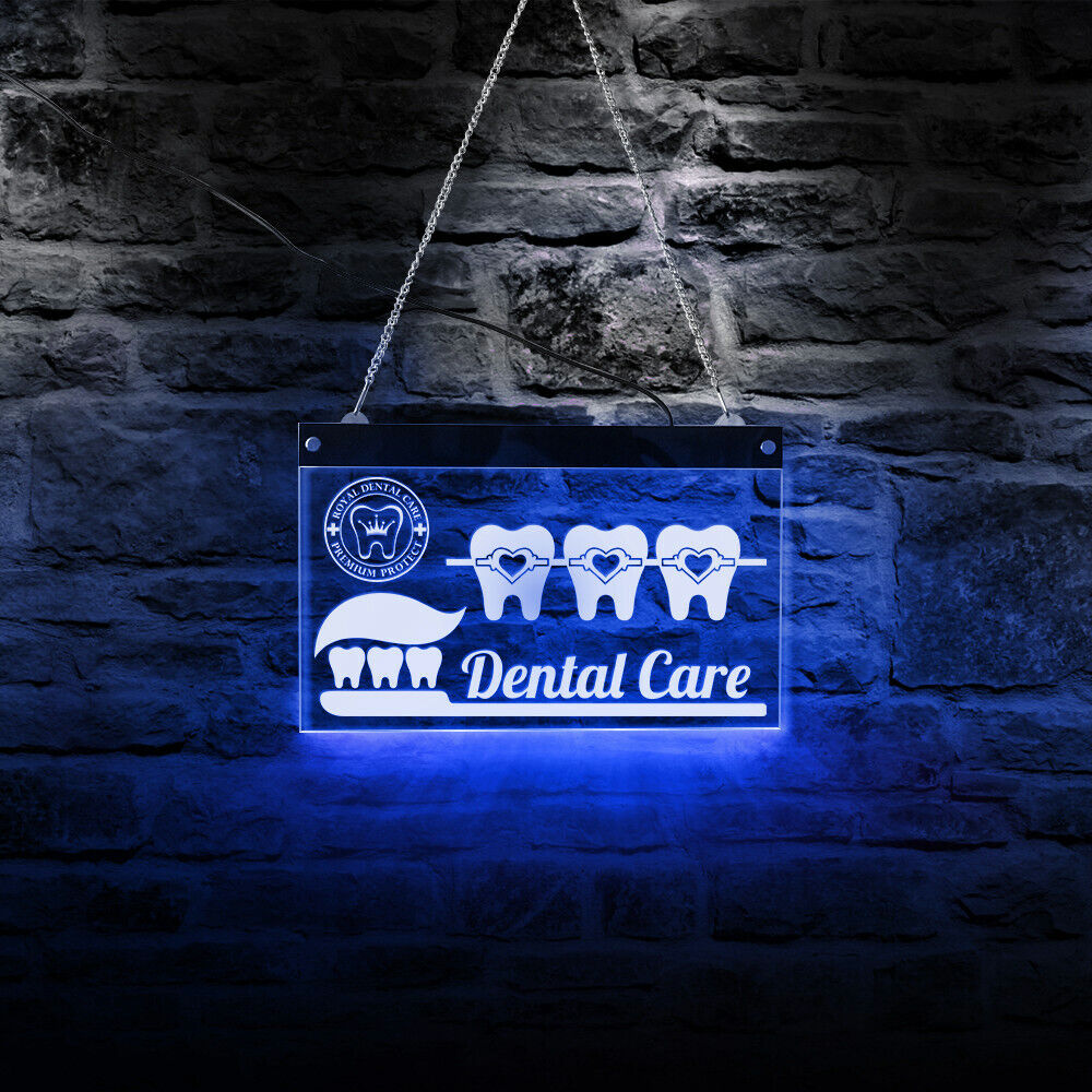 LED Dentist Dental Care Neon Light RGB Advertising Sign Clinic Art Wall Hanging
