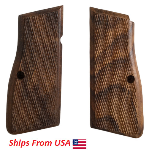 WWI WWII German Wood Checkered 9MM Grips for Browning Hi-Power High Power