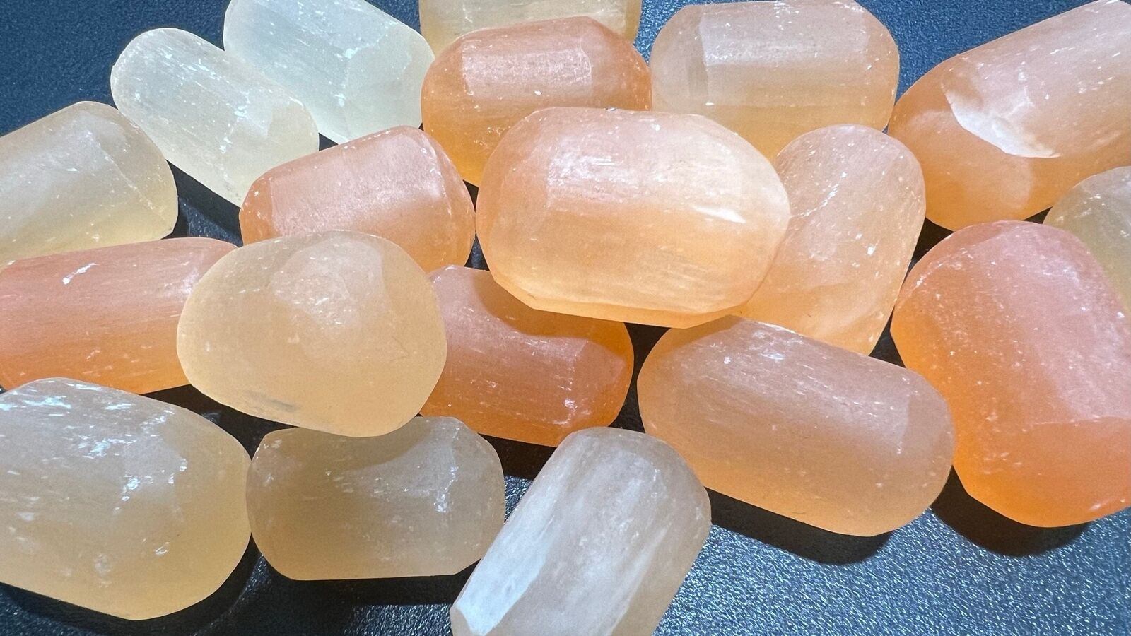 Bulk Wholesale Lot 1 Kilo ( 2.2 LBs ) Tumbled Orange Selenite Crystal Polished