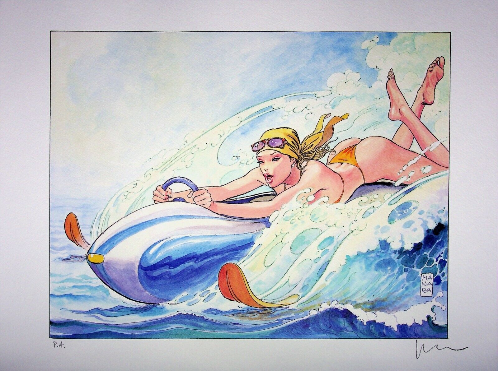 Milo Manara: La Surfer - Lithograph Erotic Signed, Proof Artist