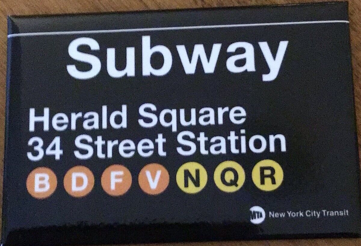 Herald Square Replica Subway Sign on a 2”x3” Fridge Magnet
