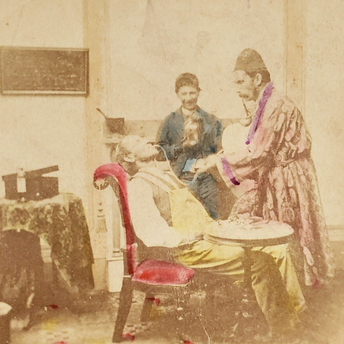 Dentist Giving Patient Gas Stereoview c1880 Dentistry Gassing Tooth Care C1443