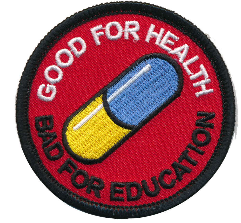 Japanese Akira anime Good for health bad education Pill HOOK PATCH BY MILTACUSA