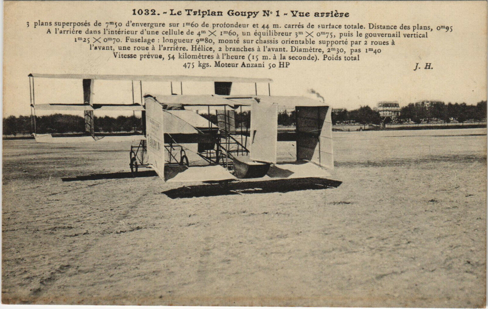 AVIATION PC, LE TRIPLAN GOUPY NO1, Vintage Postcard (b38274)