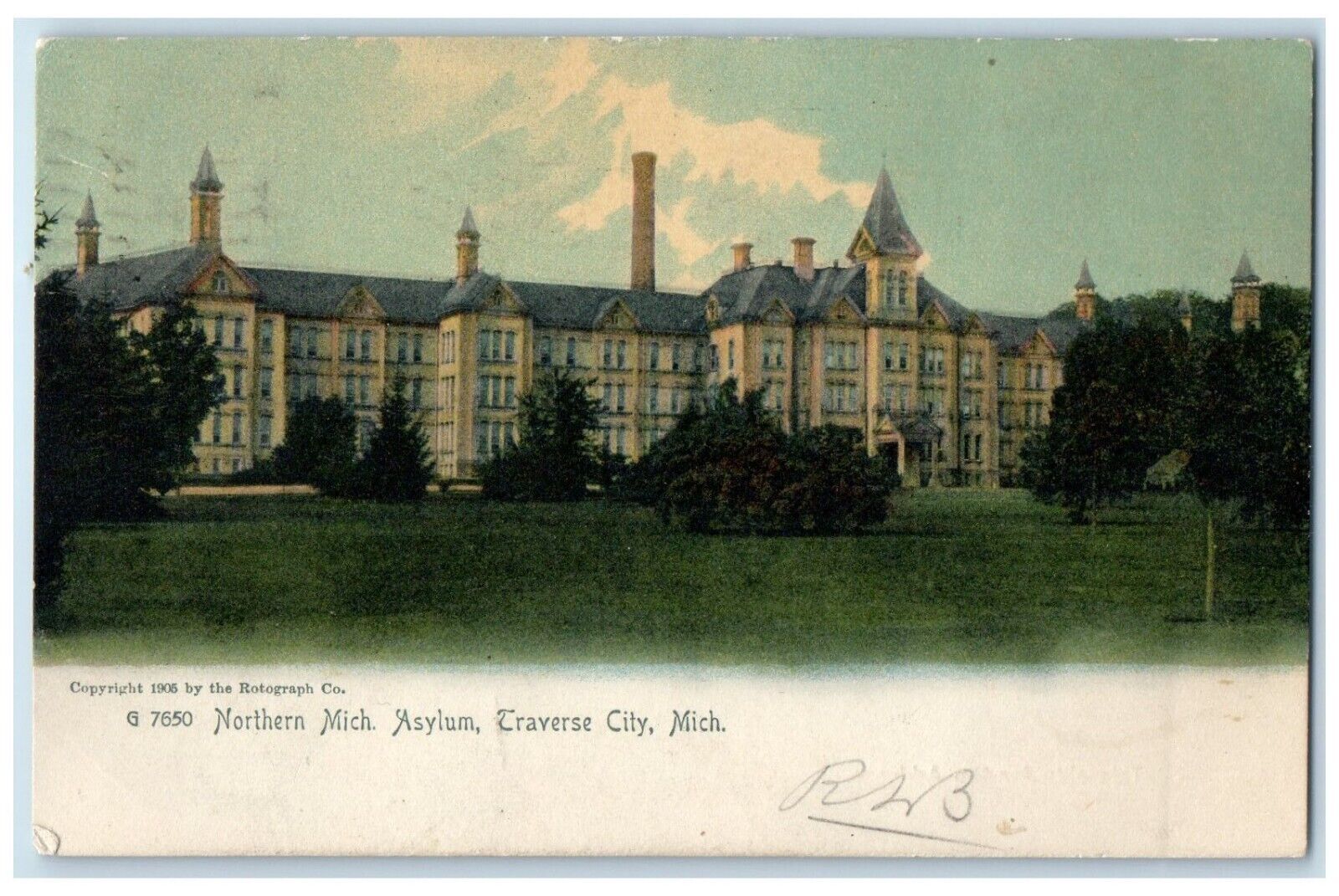1906 Northern Michigan Asylum Insane Traverse City Michigan MI Antique Postcard