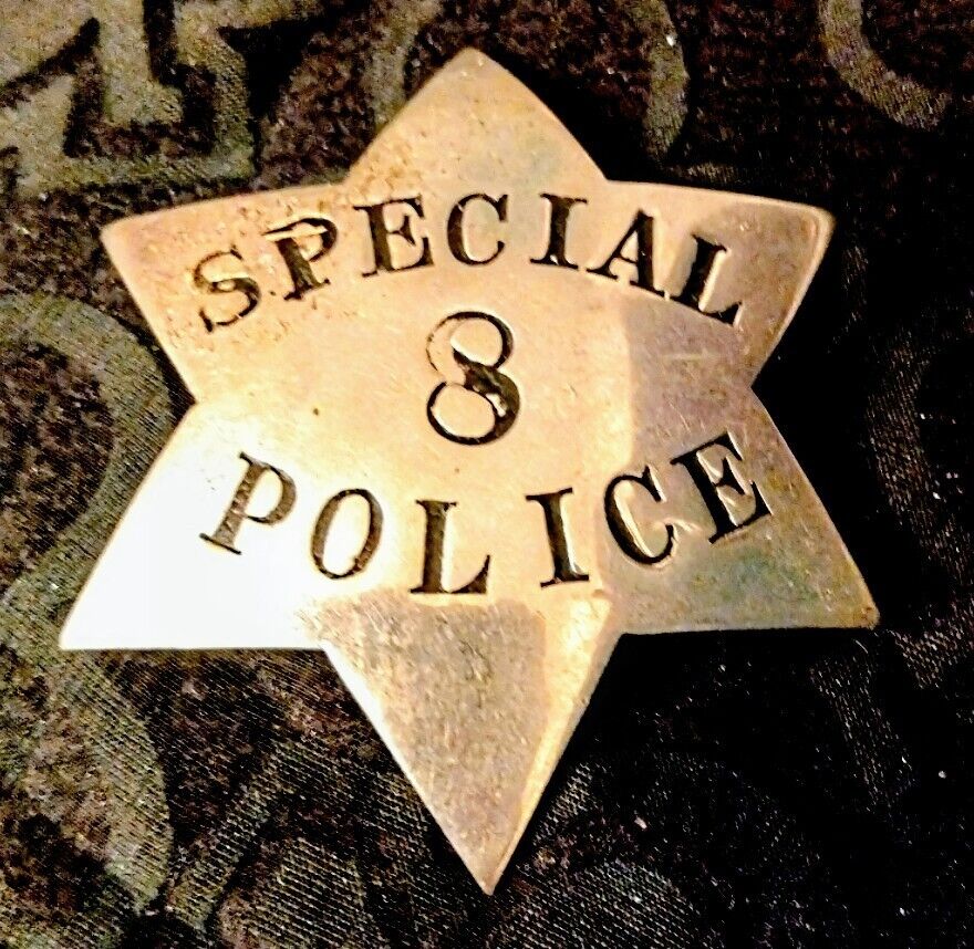 Vintage Antique Early 1900\'s Obsolete Special Police badge 6 Star Silver Tone