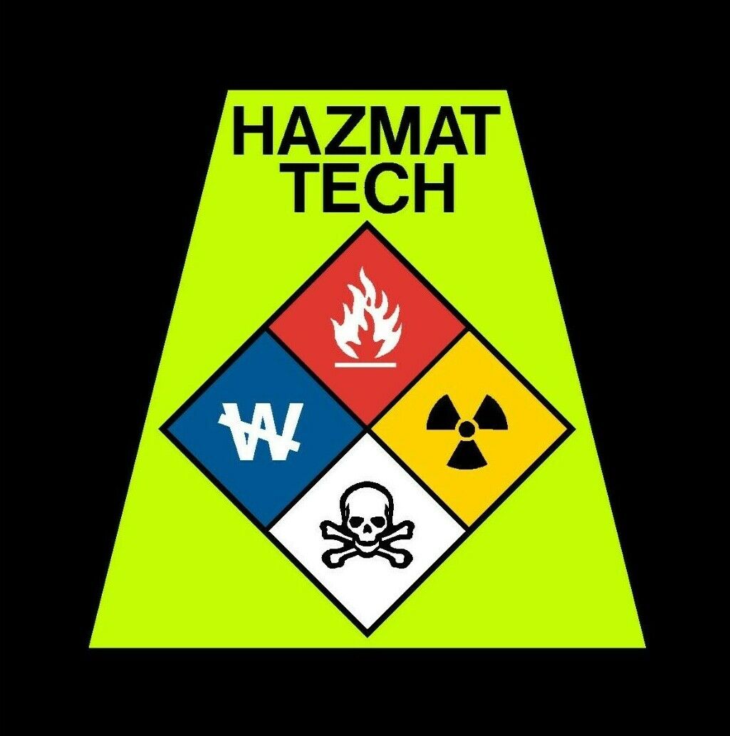 Reflective Fluorescent Yellow HAZMAT Tech Fire Helmet Tetrahedron Tet Trapezoid