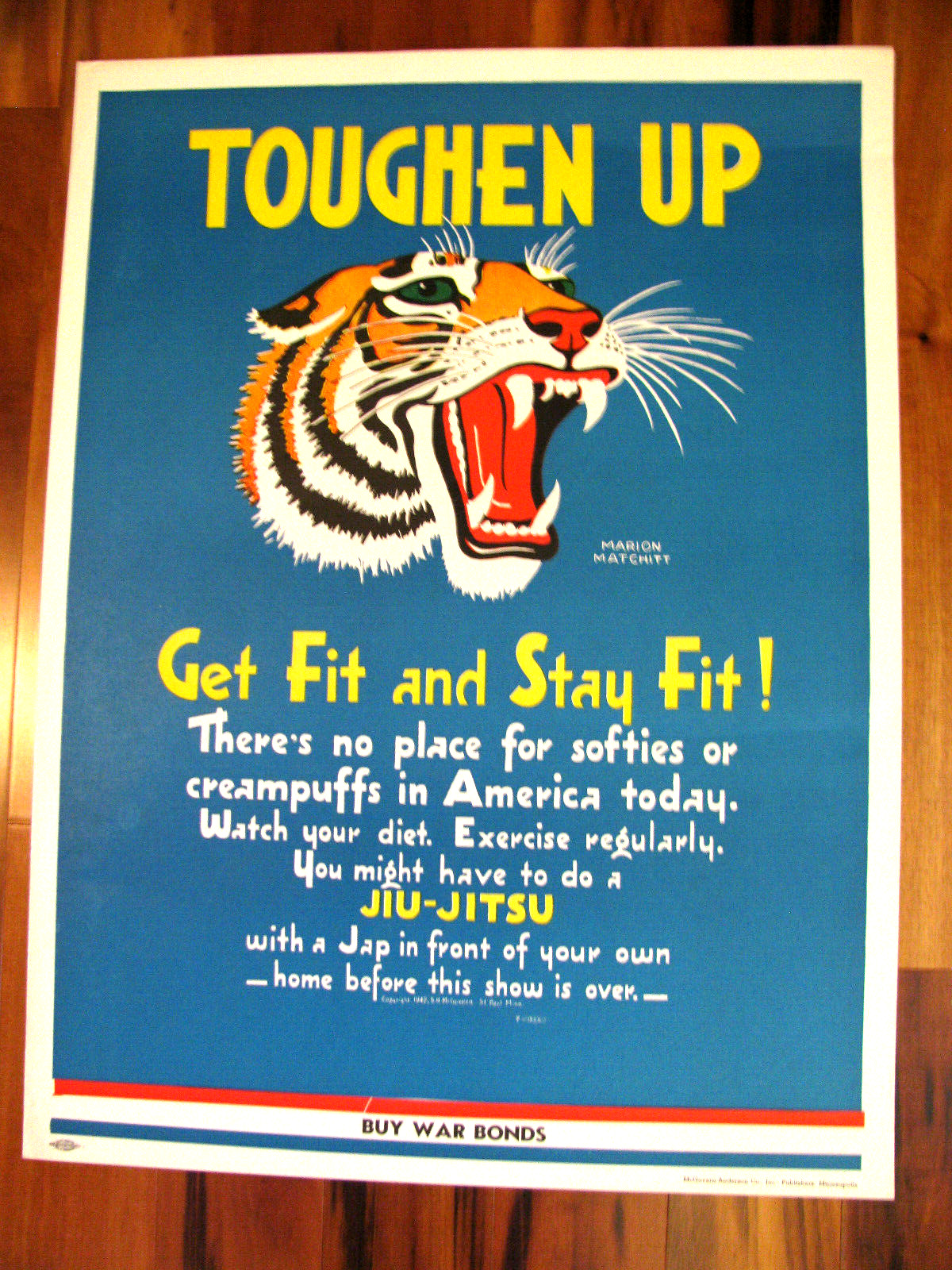 Scarce Original WWII War Poster, Toughen Up, Get Fit And Stay Fit, Matchitt,1942