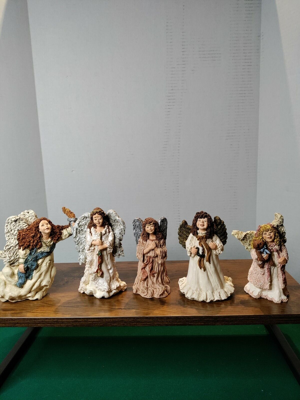 5 Vintage June McKenna Collectibles  Hand Painted Christmas Angel Figurine Lot 