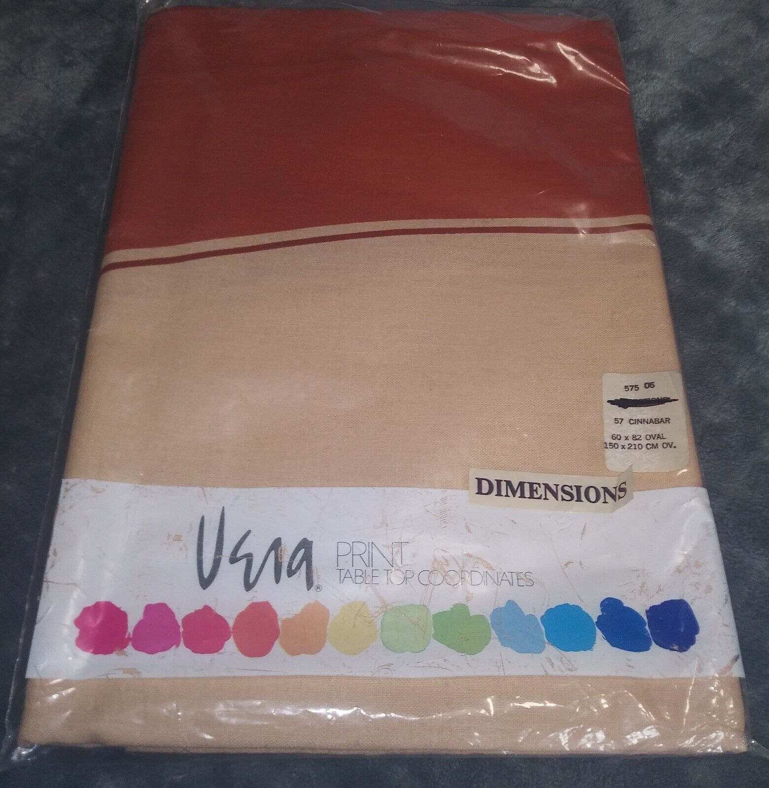 Vintage Vera Tablecloth Cinnabar 60” x82\