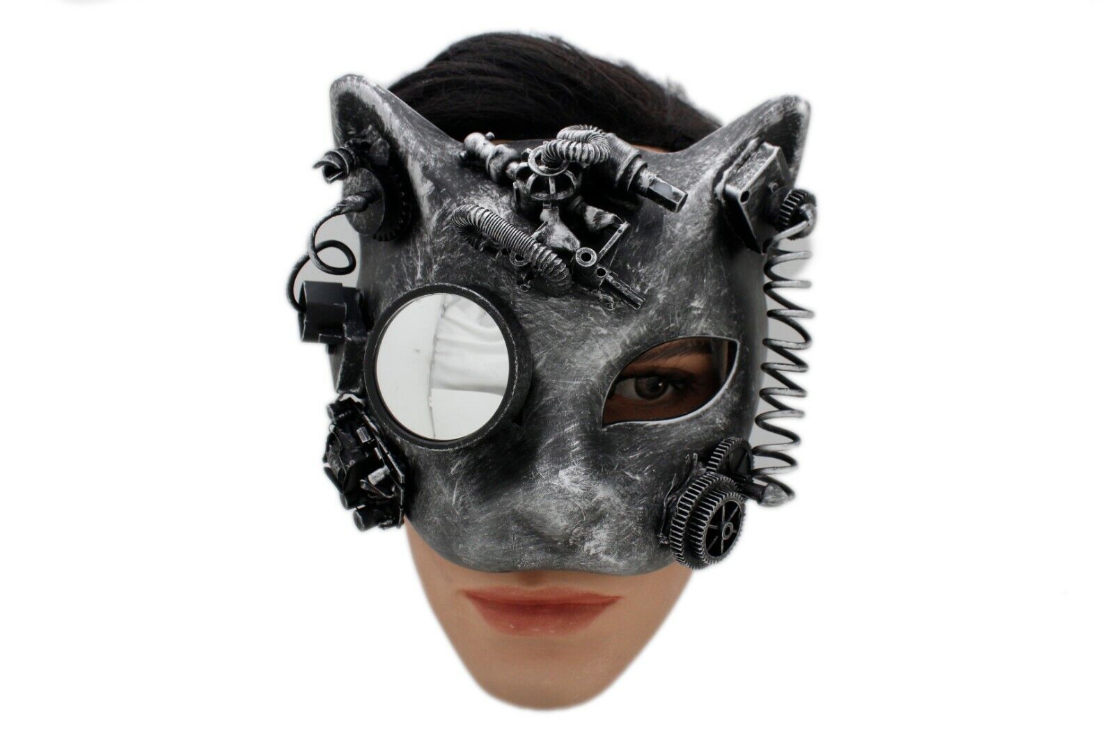 Unisex Black Robot Face Mask Halloween Costume Cat Steampunk Burning Man Party