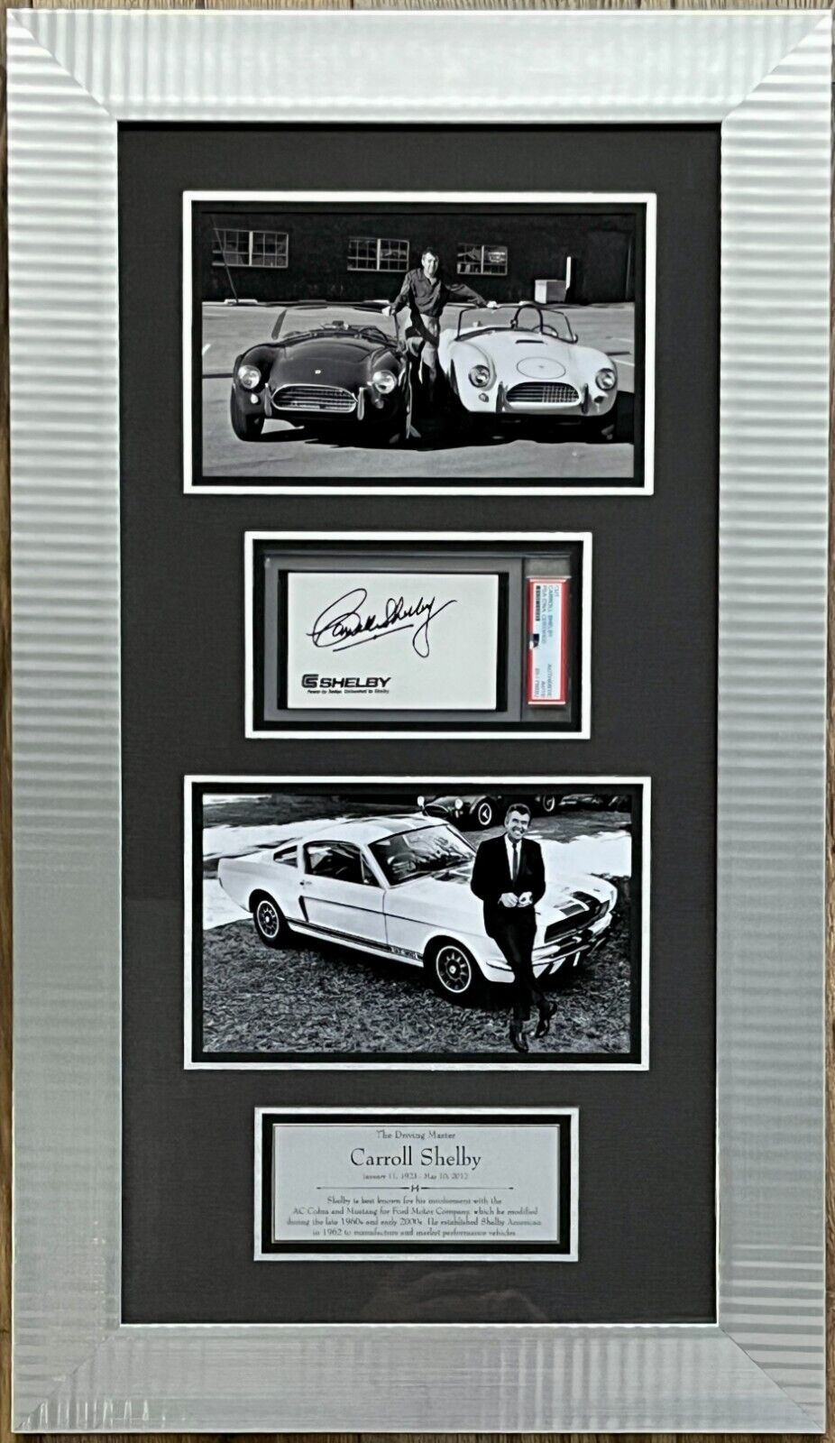 Carroll Shelby d.2012 (Shelby Charger/Mustang) signed custom framed display-PSA