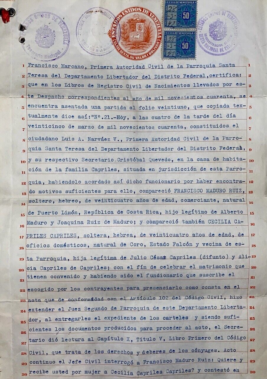 Official US Consulate Venezuela rare letter 1945 with stamps 