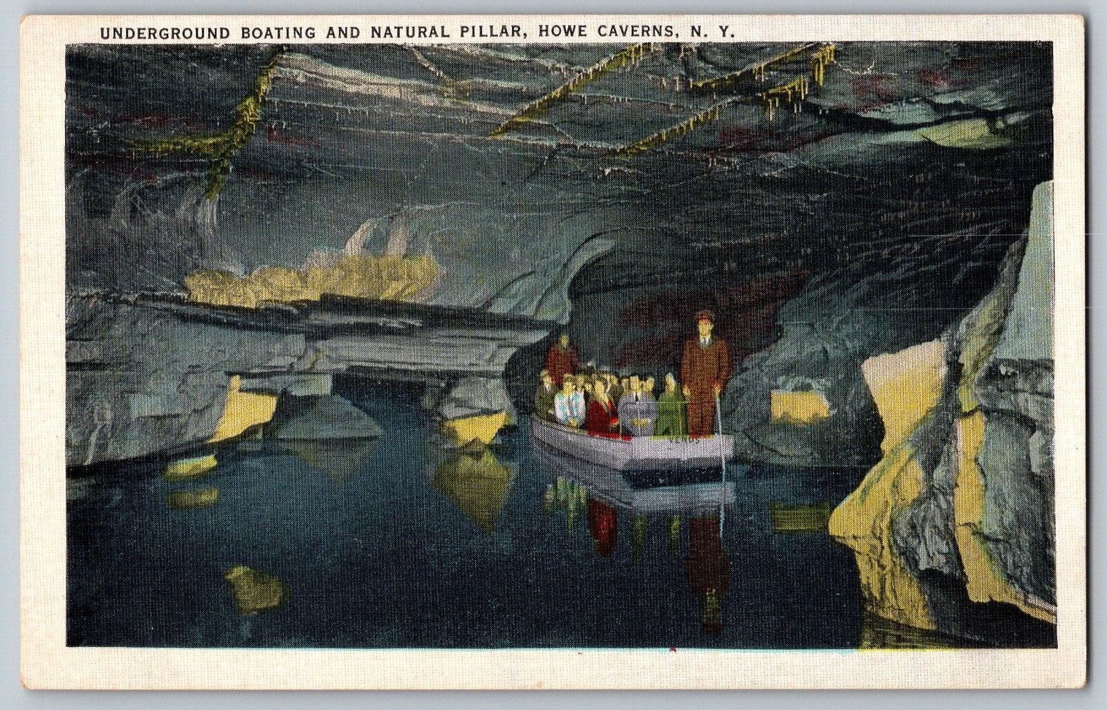 New York NY - Underground Boating at Howe Caverns - Vintage Postcards - Posted