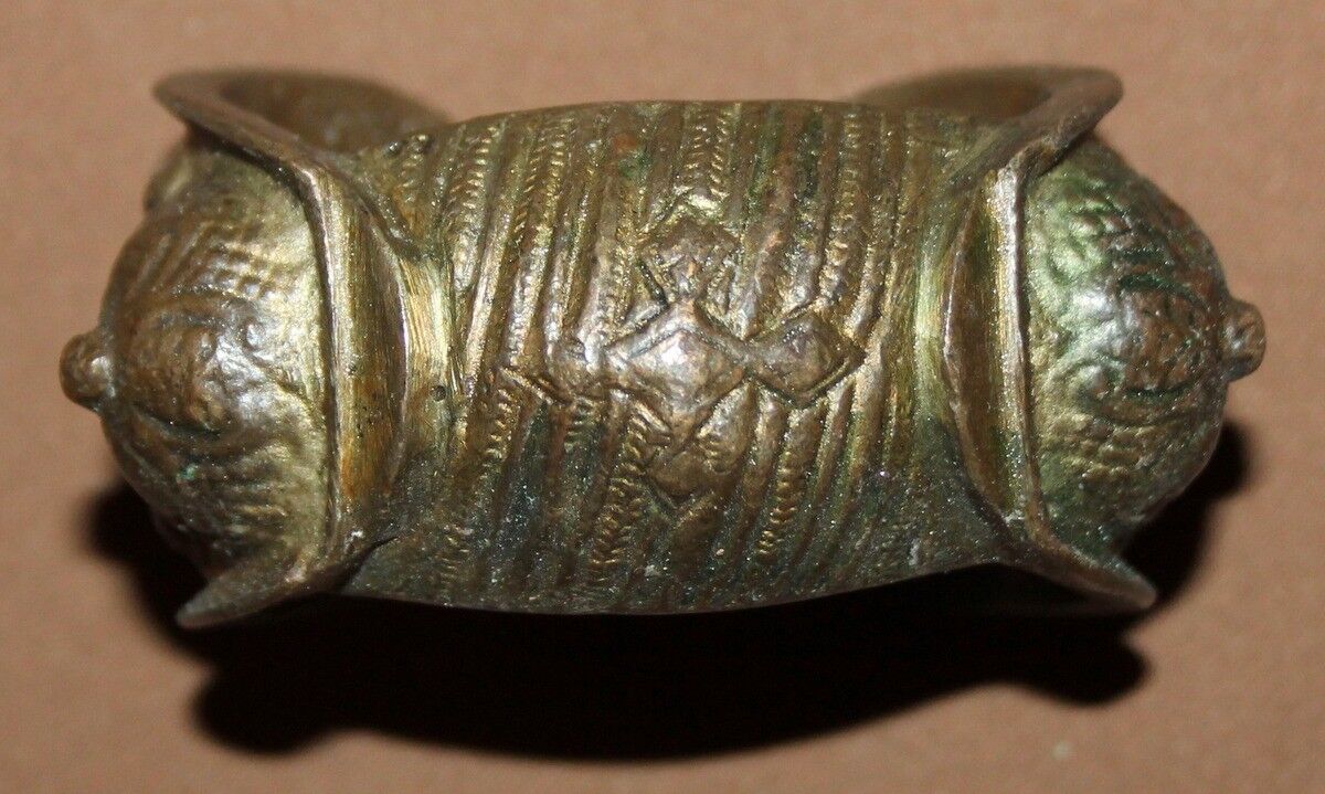 Antique Greek Orthodox medieval bronze fertility crusader bracelet 