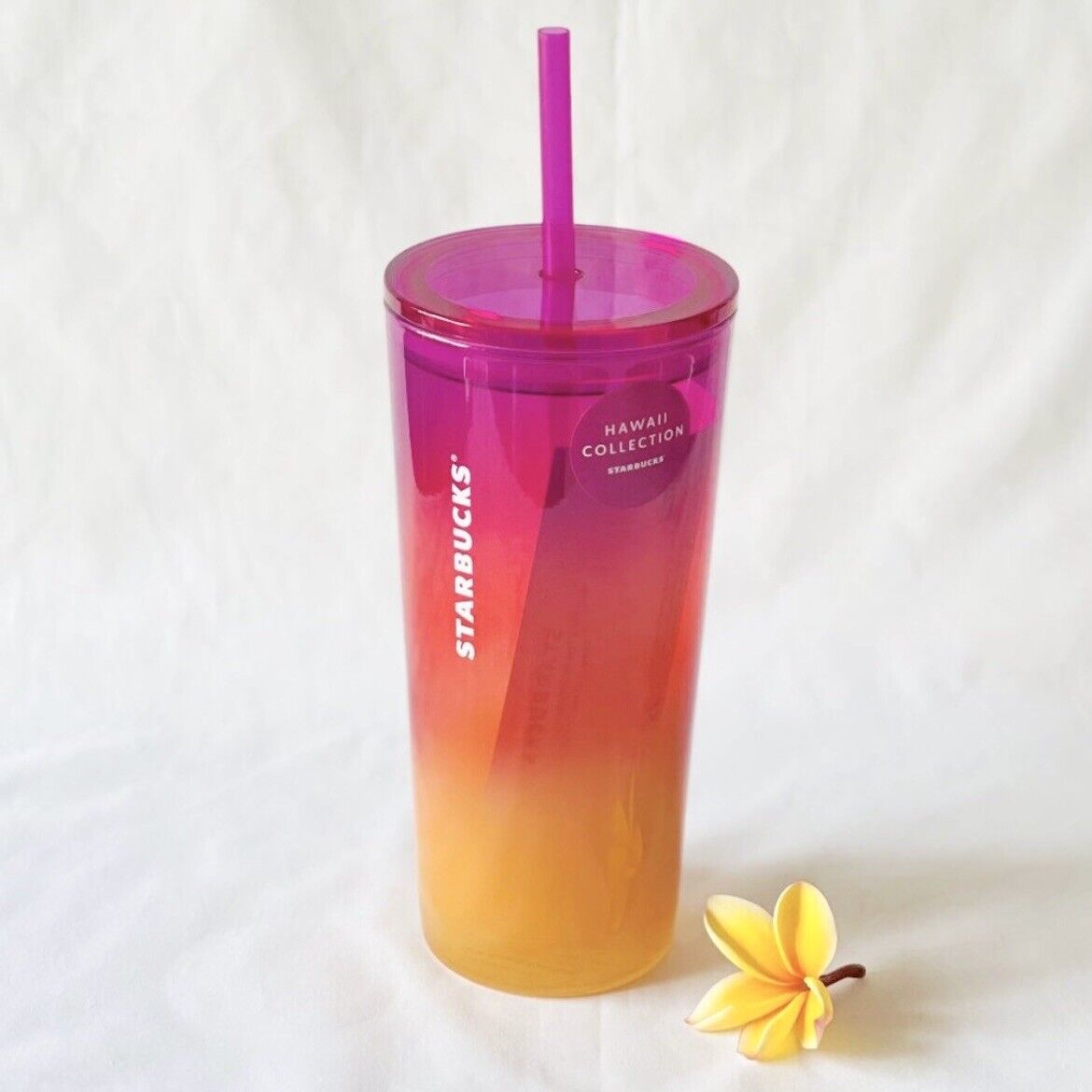 HAWAII EXCLUSIVE STARBUCKS Summer  Fun Tumbler Sunset Pink Orange Glass 18oz
