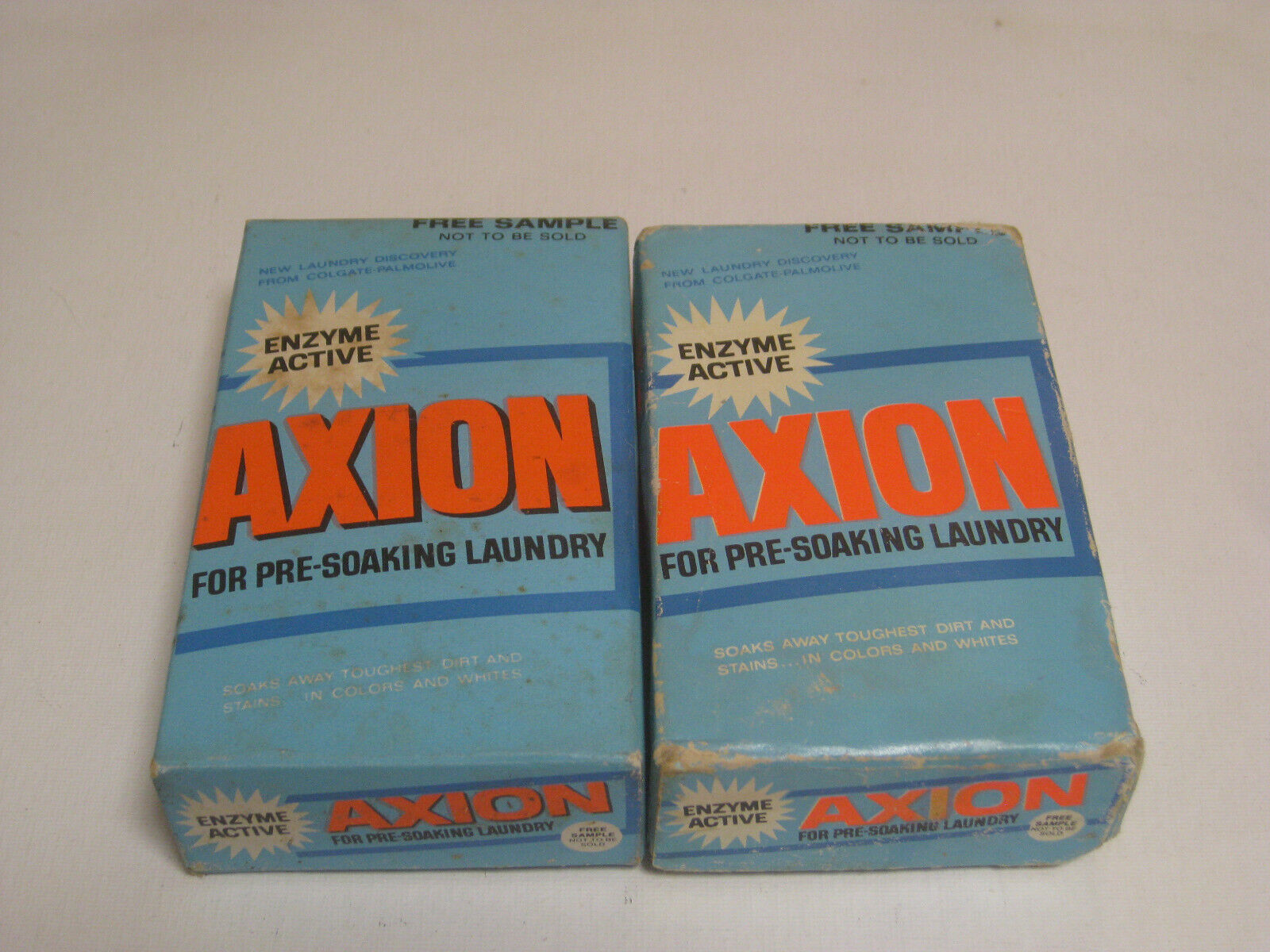 Lot of 2 Vintage  Boxes of AXION Pre-soak Laundry Enzyme Action Colgate Sample