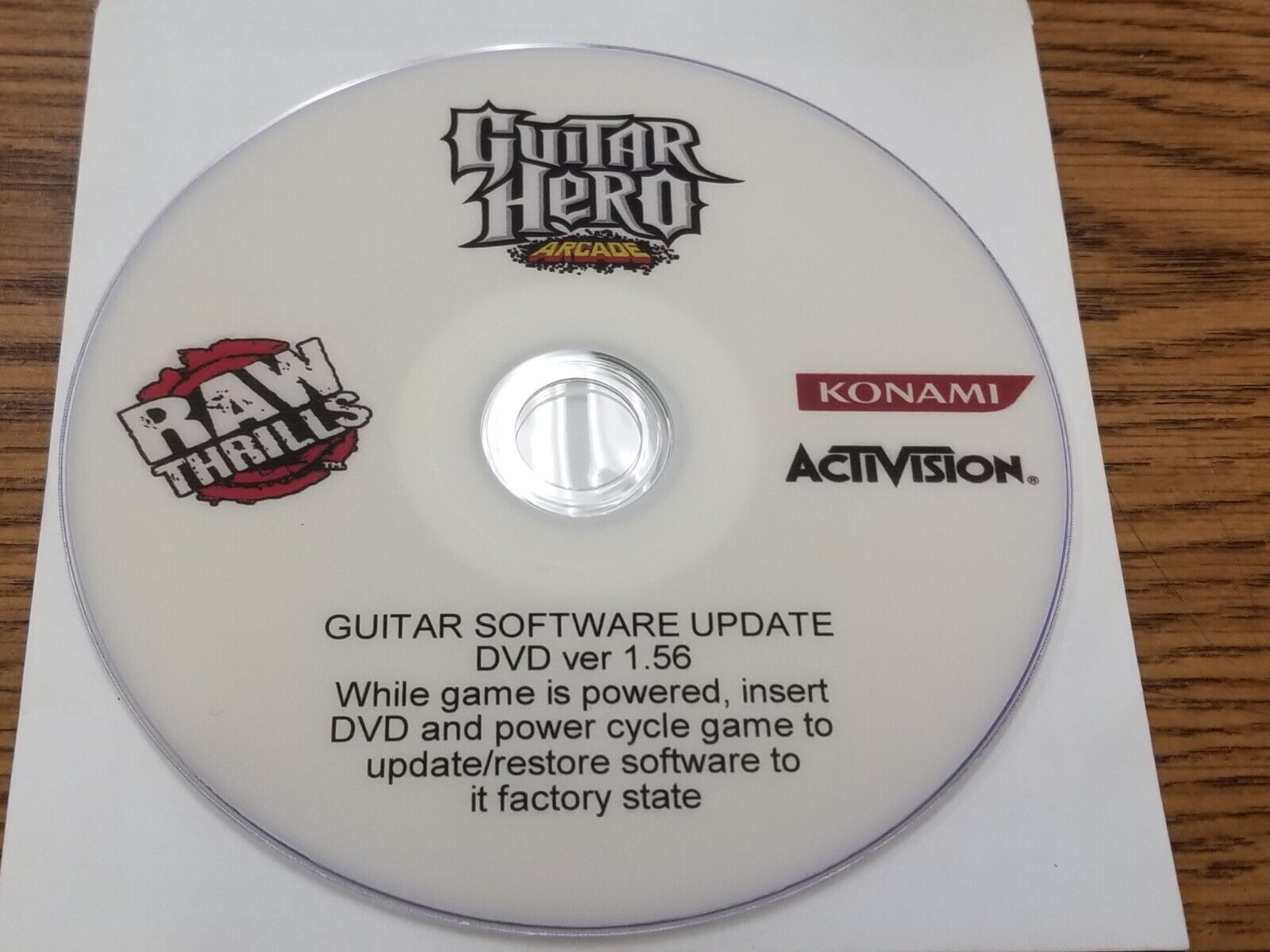 Guitar Hero RAW THRILLS Arcade Restore , Update RECOVERY DISK , V1.56 USED