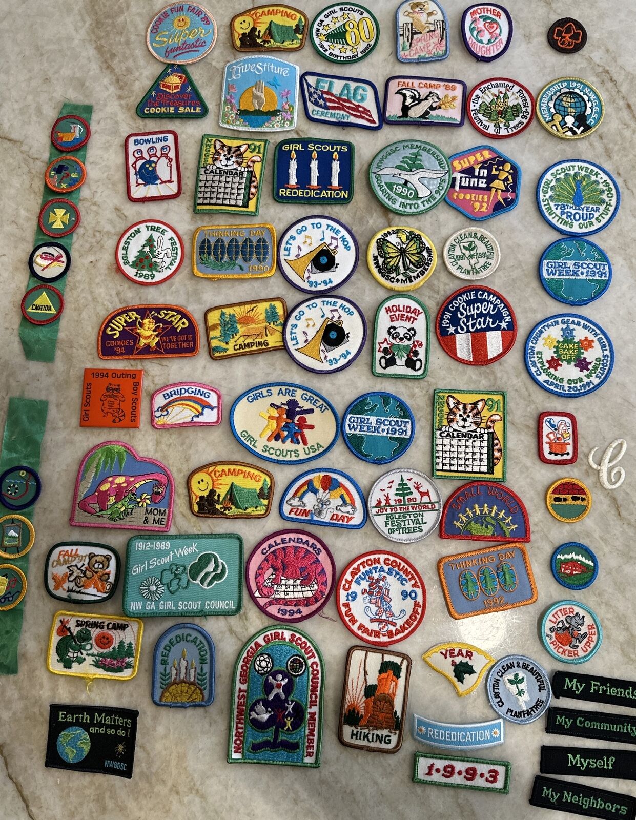 Lot Of 70 Vintage Girl Scout Patches Merit Badges 80s 90s Great Condition