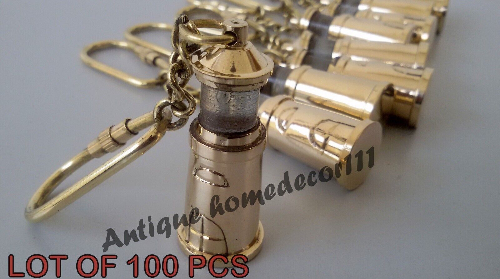 Lot Of 100 Pcs Antique Brass Marine Light House Keychain Nautical Corporate Gift