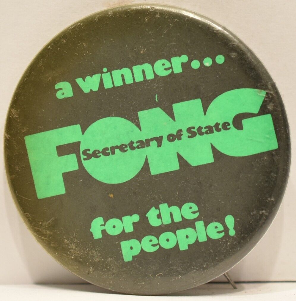 1974 March Fong Eu Secretary Of State California Democratic Party Pinback
