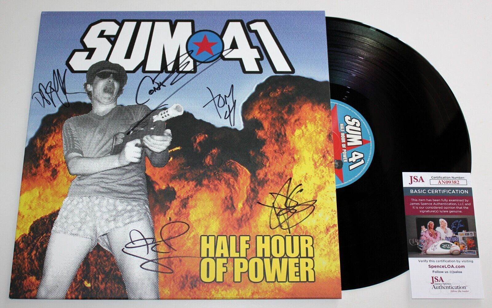 SUM 41 SIGNED HALF HOUR OF POWER LP VINYL RECORD ALBUM DERYCK AUTOGRAPH +JSA COA