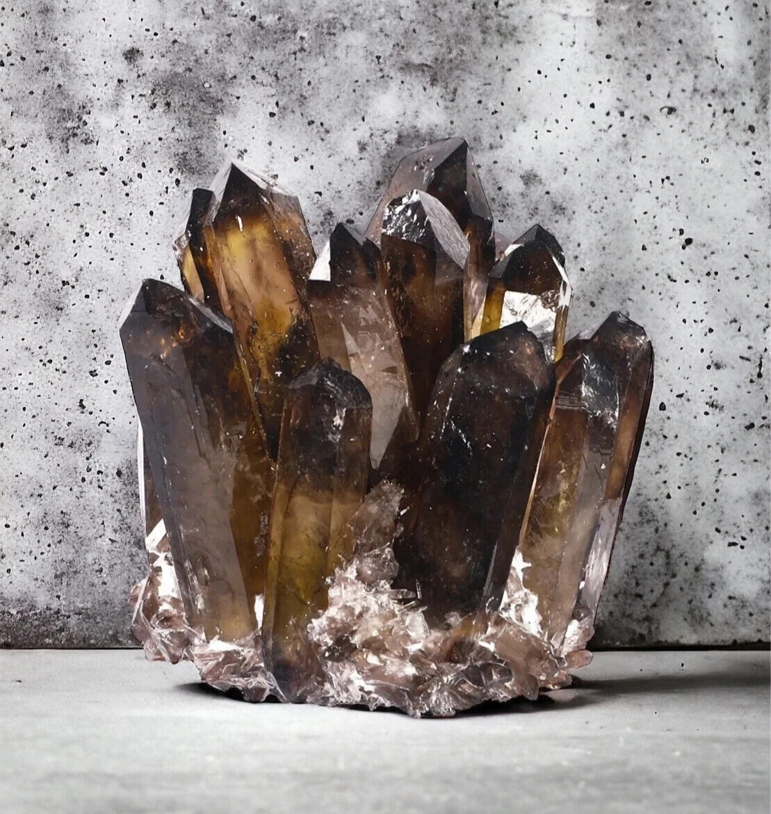 310g+ Natural Aura Tawny Quartz Cluster Mineral Specimen Tea Crystal Reiki Decor