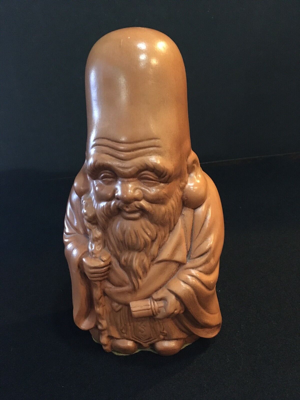 Vintage Fukurokuju God of Wisdom and Longevity Hawaiian Ceramic Figurine 1970s