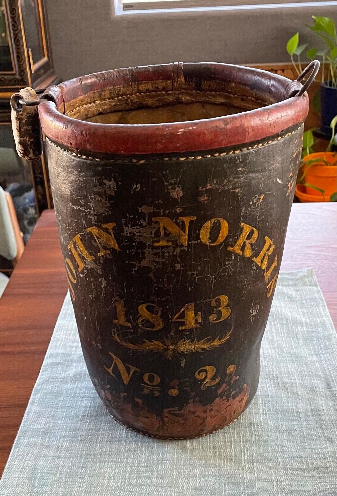 Antique Leather Fire Bucket 1843
