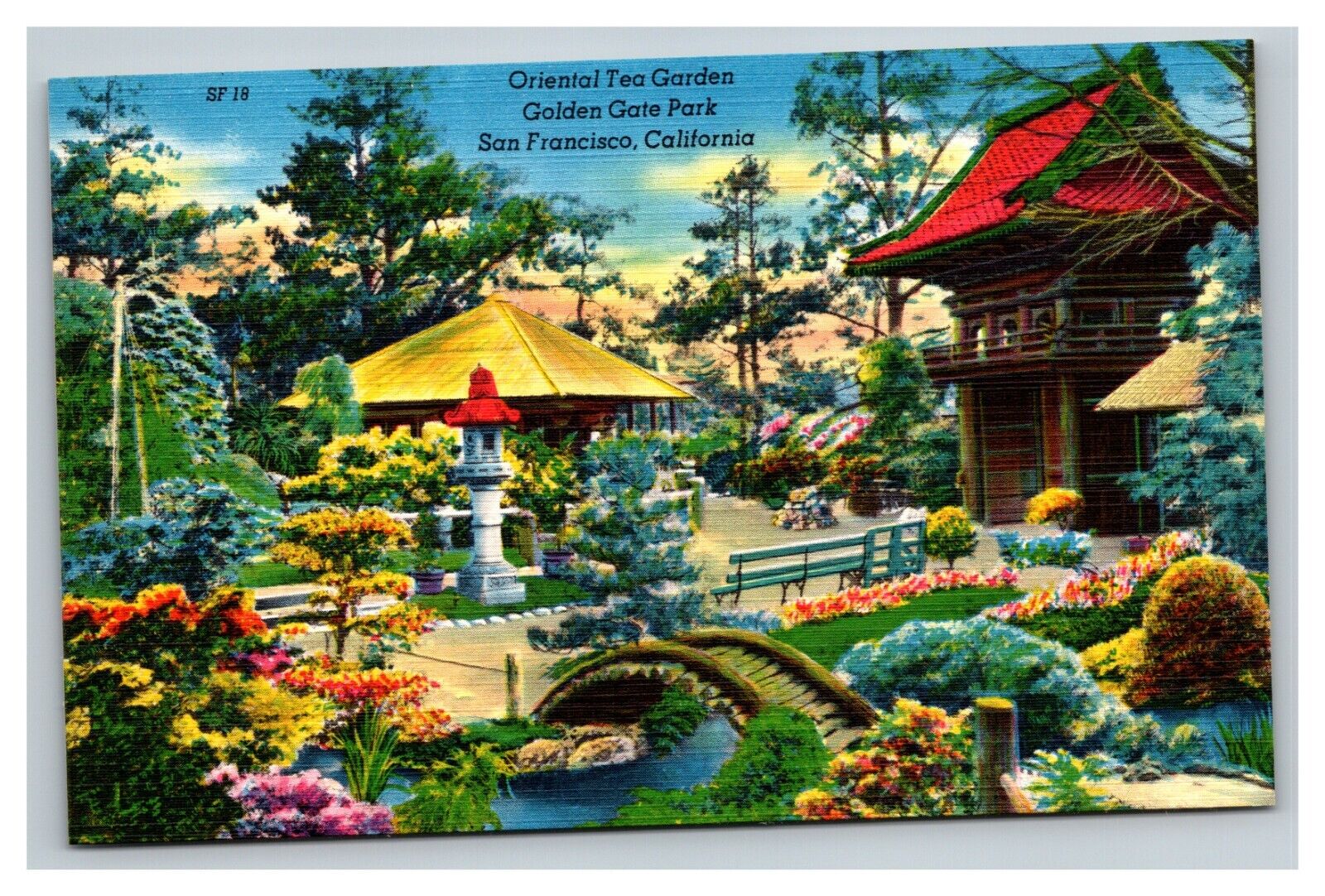 Vintage 1940\'s Postcard Oriental Tea Garden Golden Gate Park San Francisco CA