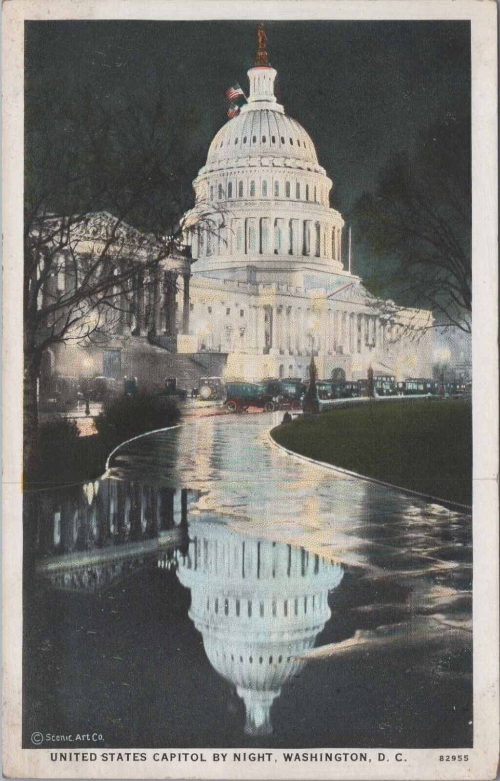 1920s Postcard US Capitol at Night Reflection Washington DC UNP 5853d2