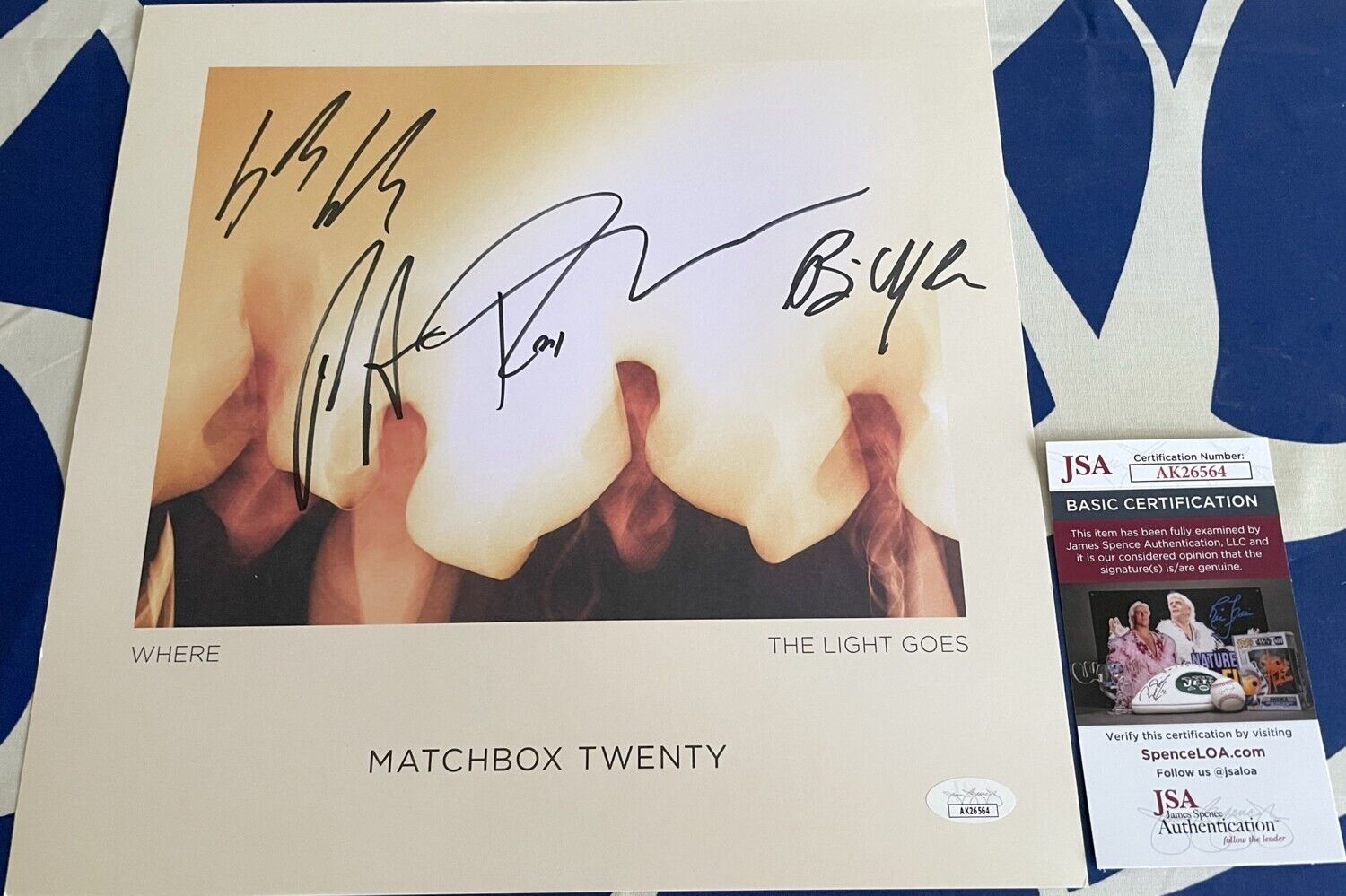 Matchbox Twenty signed autograph Where the Light Goes 11x11 LP record insert JSA