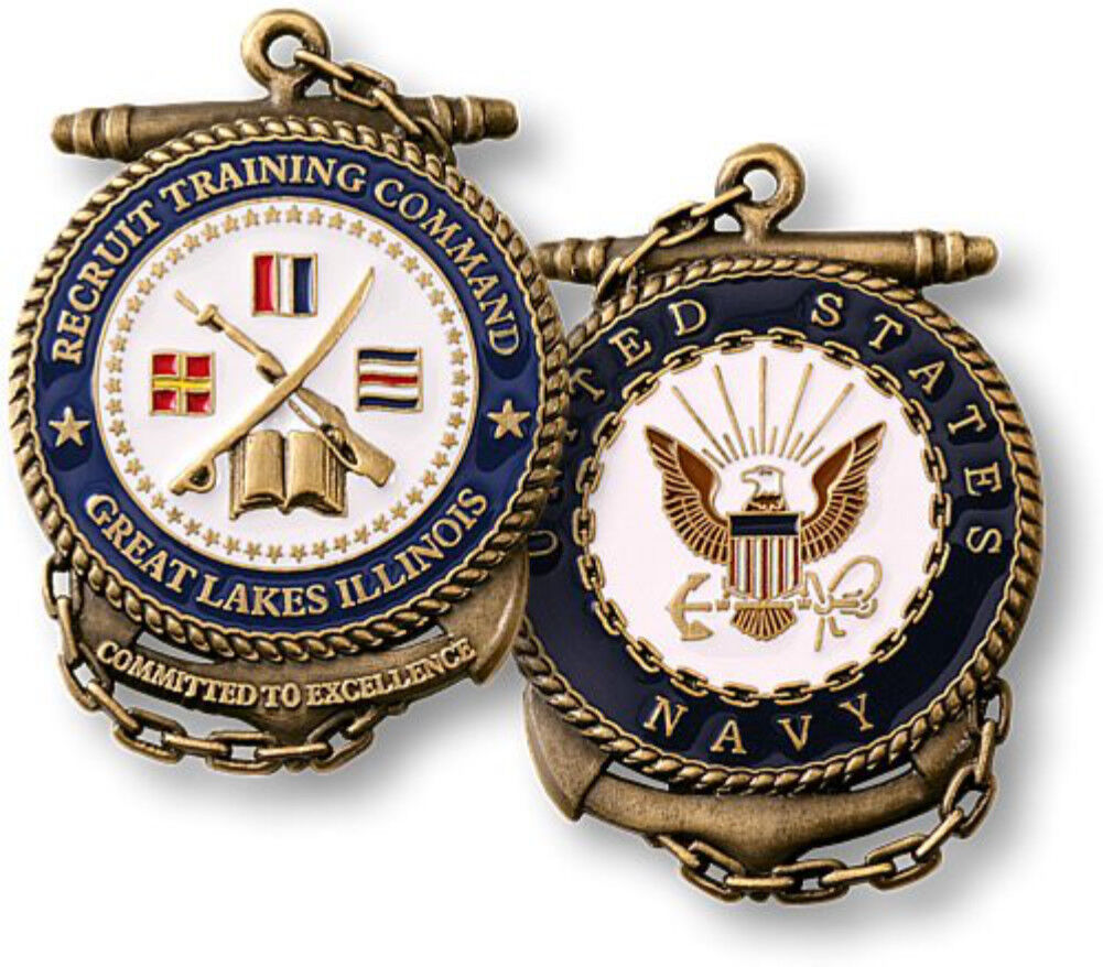 NEW U.S. Navy Recruit Training Command Great Lakes Illinois Challenge Coin.