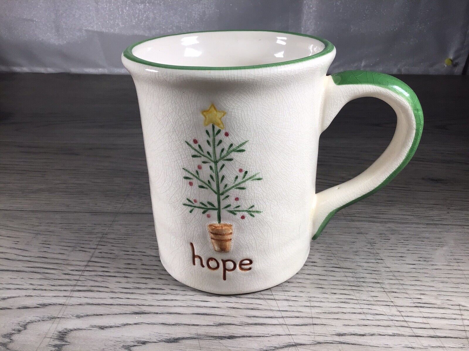 Ceramic Crackle “Hope” Coffee Cup (20 Oz Never Used)