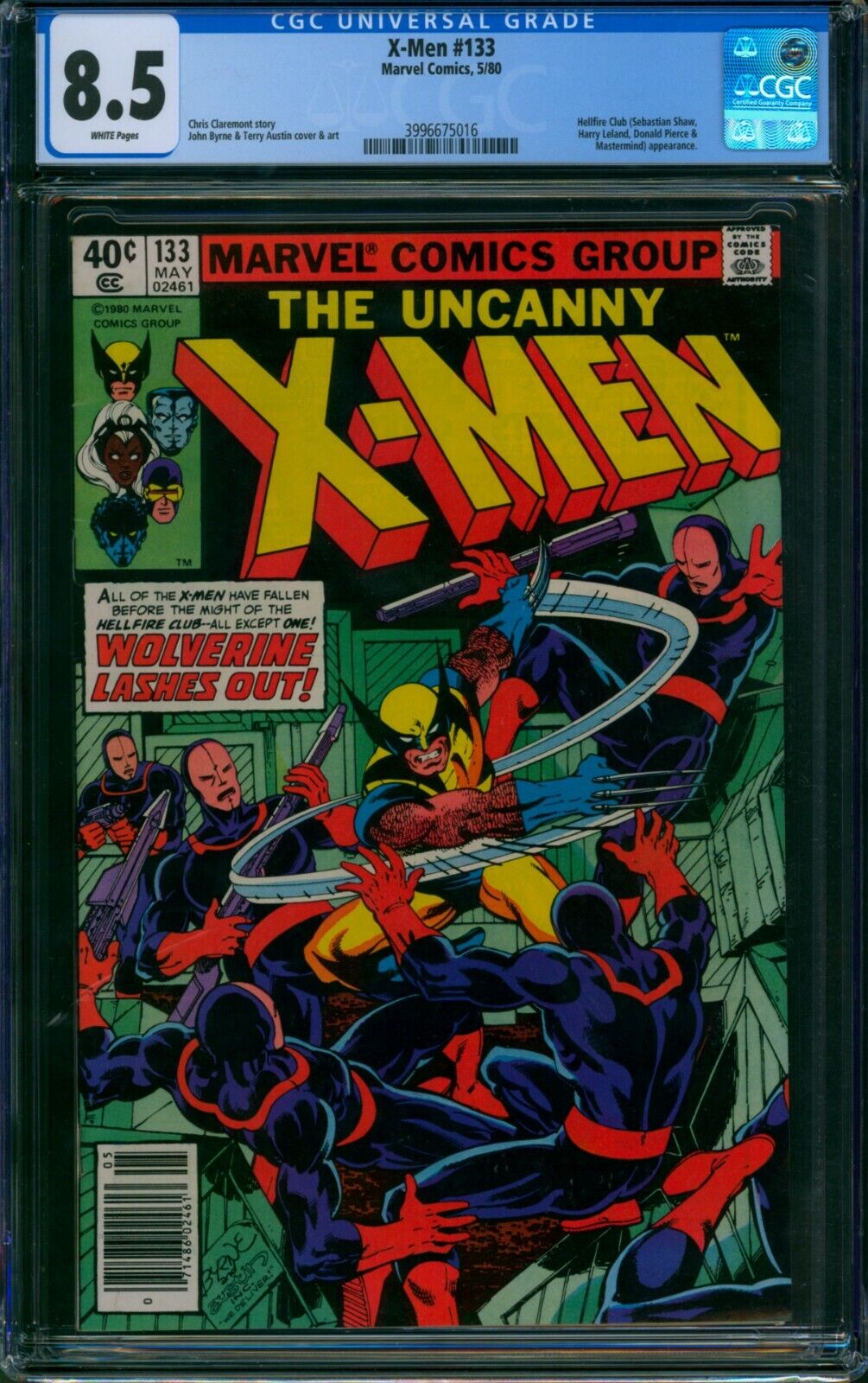 X-Men #133 ❄️ CGC 8.5 NEWSSTAND WHITE PG ❄️ Wolverine Hellfire Club Uncanny 1980
