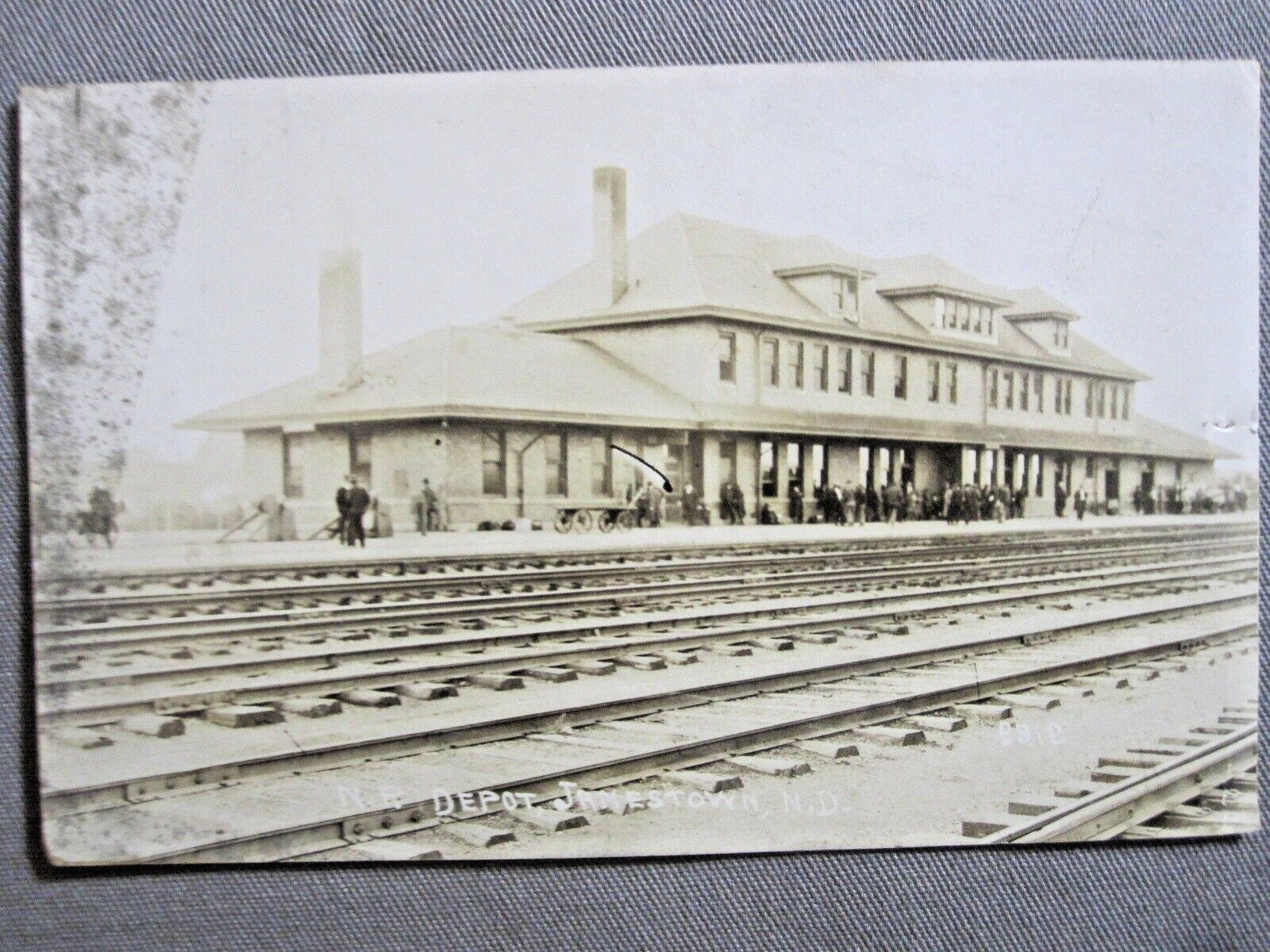 RPPC - 1921 Dated of N.P. DEPOT, JAMESTOWN, ND - Railroad