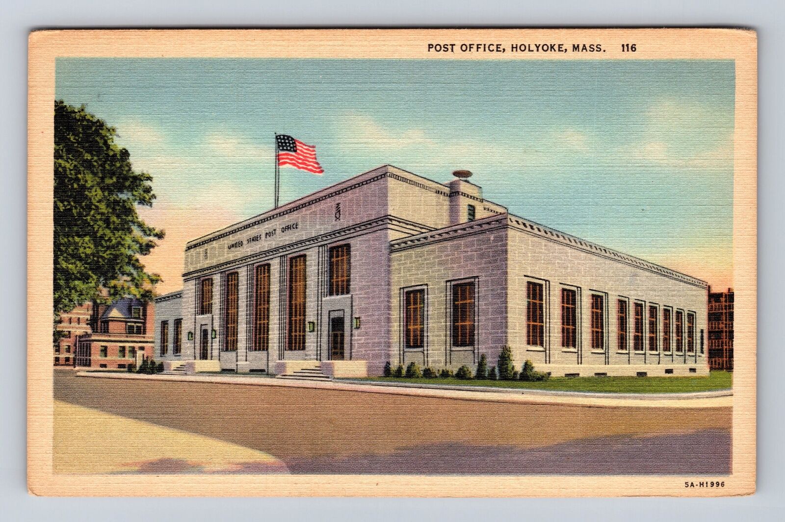 Holyoke MA-Massachusetts, Post Office, Antique Vintage Souvenir Postcard