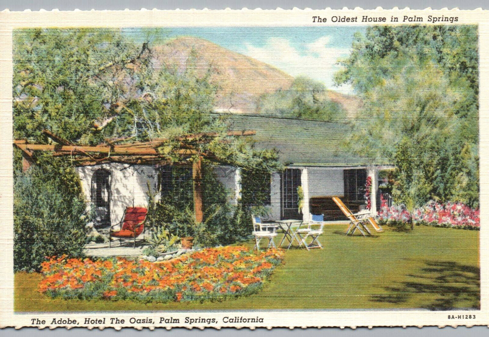 Palm Springs CA Postcard Oldest House Adobe Hotel the Oasis Vintage Linen